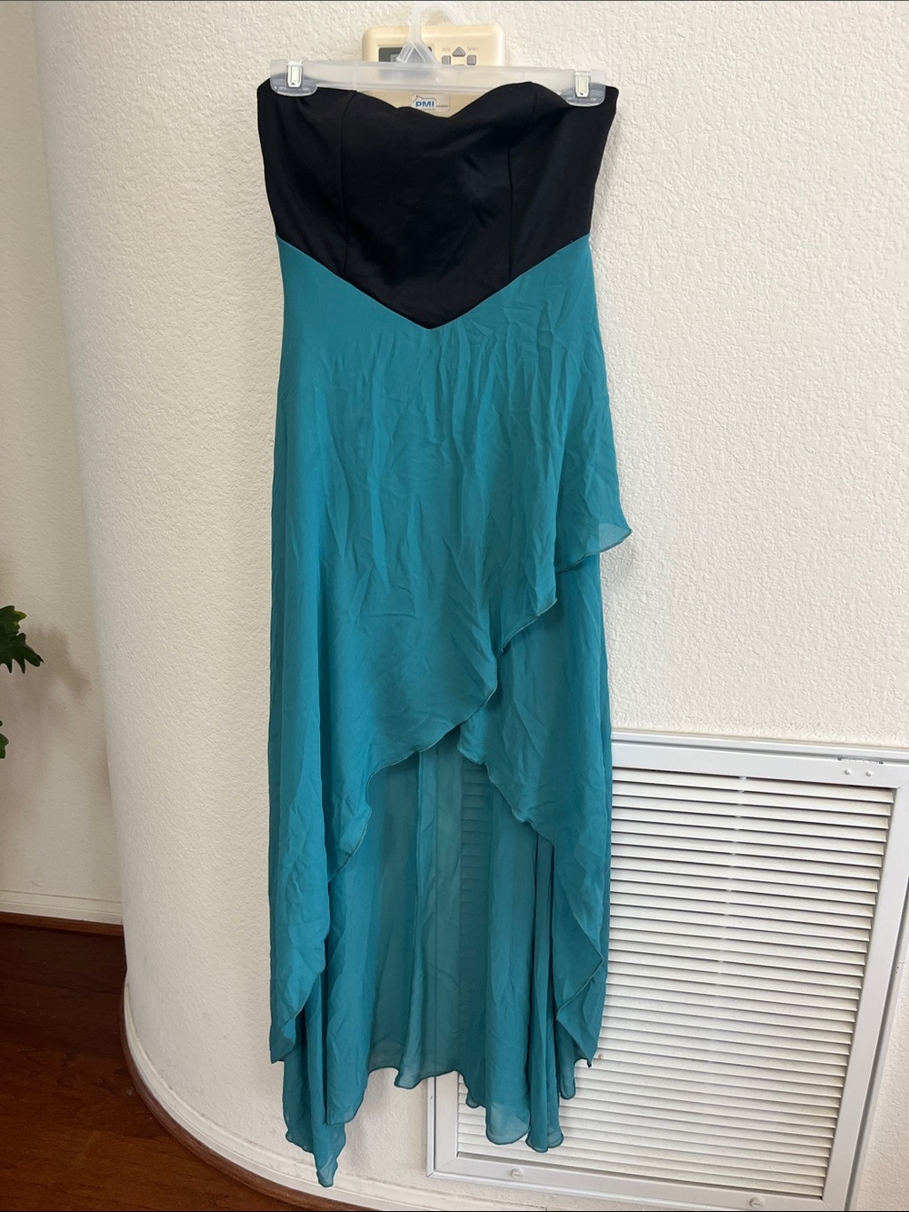 Strapless two tone dress with back zipper